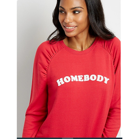Maurices Womens Sweatshirt Size XS Red Homebody Crew Neck Pullover Long Sleeve - Picture 1 of 12